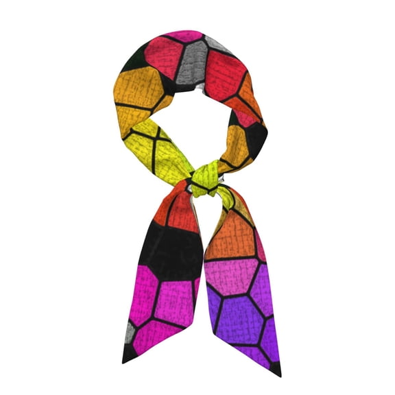 Xecao Colorful Tie Dye Stained Glass 1 Pattern Large Satin Head Scarf - Satin Hair Scarves Silk Bandana Scarf Headscarf Silk Feeling Scarf for Women