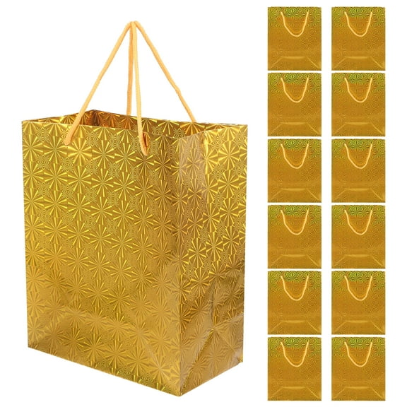 Zehuanyu 12 Pcs Small Gift Bags Large Gold Party Favors Shopping Golden