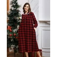 thumbnail image 2 of ANLIQI Women's Plaid Fleece Nightgowns Christmas Nightshirt Lace Trim Long Sleeve House Dress with Pockets(DR_2XL), 2 of 6