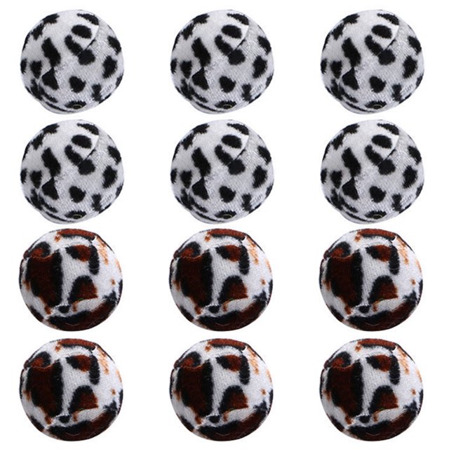 12PCS Cat Leopard Pattern Ball Interactive Sound Kitten Balls Toy Cat Play Toy