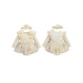 thumbnail image 2 of Spewahor Infant Baby Girl Fall Romper Dress 0 3 6 9 12 18 Months Crew Neck Long Sleeve Floral Print Lace Tutu Dresses Bodysuit with Headband, 2 of 9