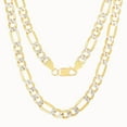 thumbnail image 4 of Nuragold 10k Real Yellow Gold Figaro Link 6.5mm Diamond Cut Two Tone Pave Chain Necklace (18"-30") Italian Jewelry for Men, 4 of 7