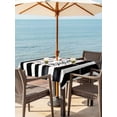 thumbnail image 3 of Outdoor Tablecloth with Umbrella Hole for Patio/Picnic/Party/Camping, Black White Striped Waterproof Table Cloth Square Cover Washable, Baseball Stripes Farmhouse Art (60"x 60"), 3 of 8