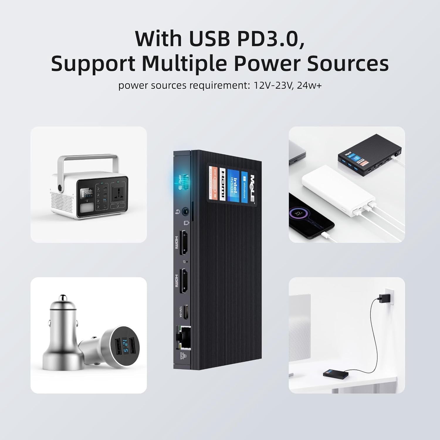 MeLE Compact Fanless Mini PC Quieter3C, Bluetooth, USB-C, 4K UHD