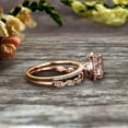 thumbnail image 4 of 1.75 Carat Round Cut VS Morganite Engagement Ring Set 10k Rose Gold Milgrain Band Halo Anniversary Gift Personalized for Brides, 4 of 5