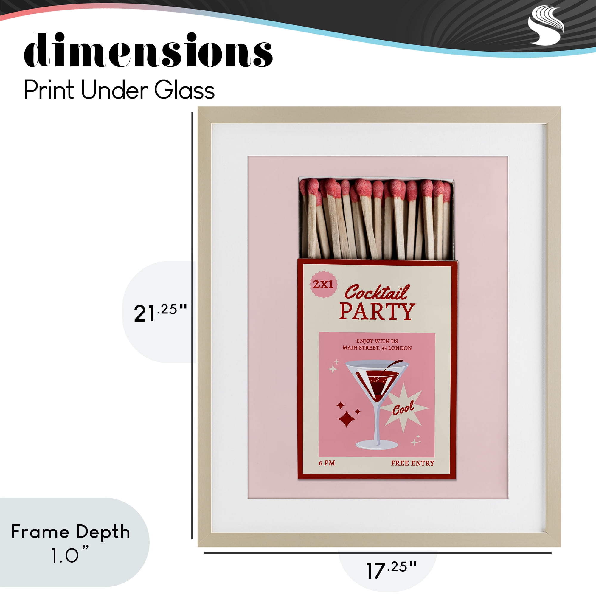 Stupell Industries Cocktail Party Matchbox Birch Framed Print Under Glass, design by CAD Designs