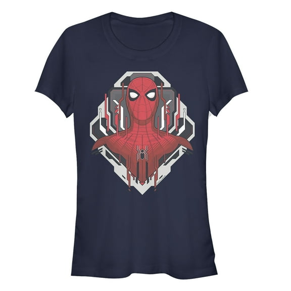 Junior's Marvel Spider-Man: Far From Home Tech Emblem  Graphic Tee Navy Blue Large