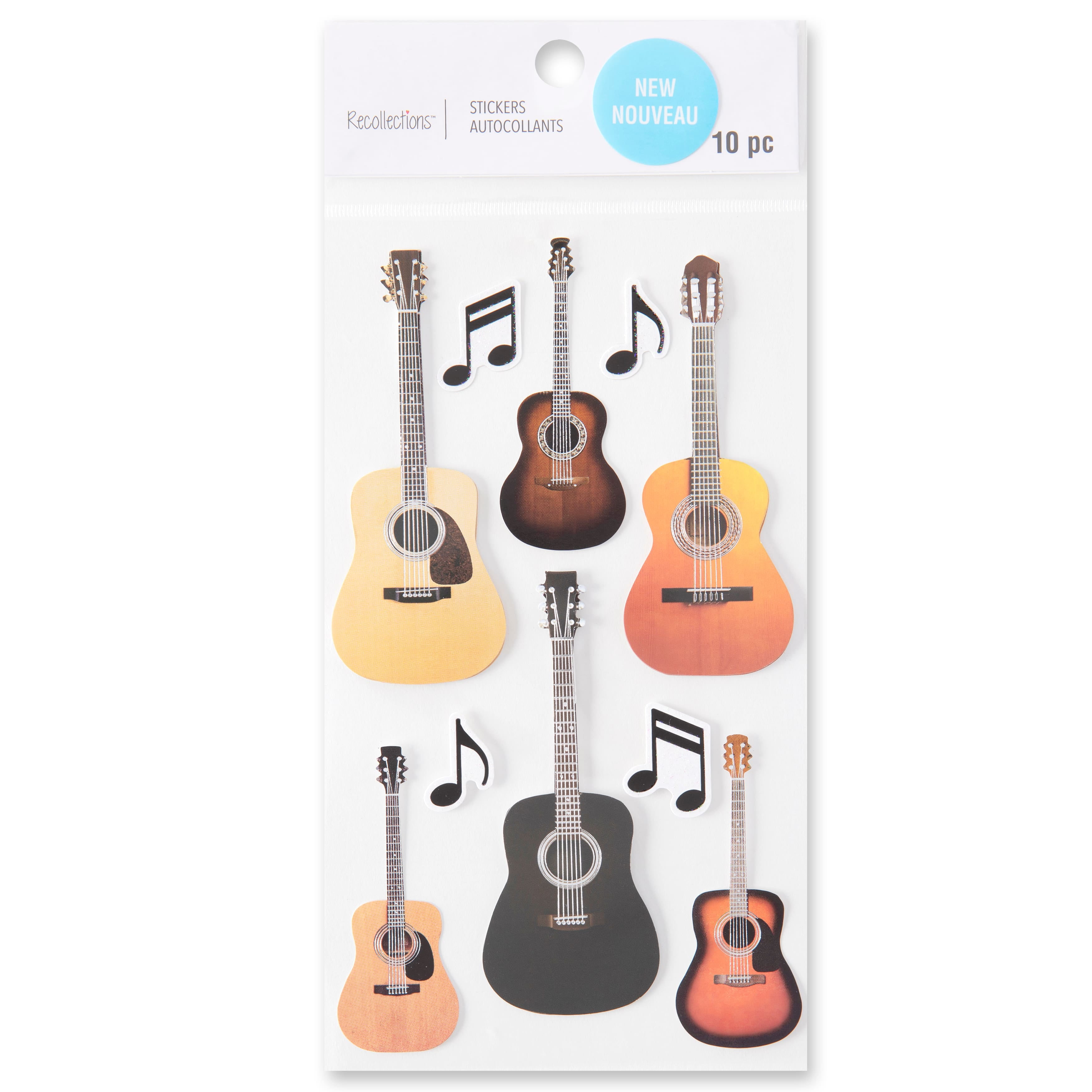 Recollections Acoustic Guitar Stickers, 12 Pack