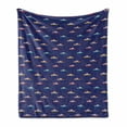 thumbnail image 1 of Ship Soft Flannel Fleece Throw Blanket, Repetitive Cartoon Maritime Transport Cruise Boat, Cozy Plush for Indoor and Outdoor Use, 50" x 70", Indigo Multicolor, by Ambesonne, 1 of 5