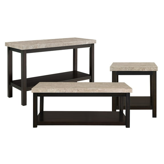 Picket House Furnishings Caleb 3 Piece Marble Top Coffee Table Set