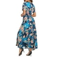 thumbnail image 6 of VintageClothing Women Boho Floral A Line Short Sleeve Maxi Dress Loose Vacation Beach Long Dress Blue M, 6 of 7