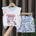 thumbnail image 2 of CAUYDY Children Girls Clothes T-Shirt Top + Shorts 2pcs Outfit Set Kids Girl Spring Summer Clothing Size 3T 4T 5T 6T Little Girls School Clothing Set (Sizes 4-5 Years,H03-Blue), 2 of 4