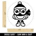 thumbnail image 2 of Winter Owl with Hat Scarf Self-Inking Rubber Stamp Ink Stamper - Lime Green Ink - Medium 1 Inch, 2 of 7