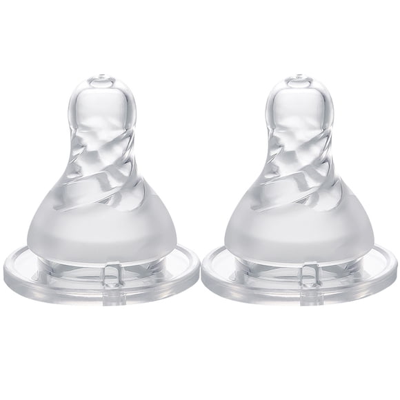 2 tetinas de silicona para biberones de bebé.