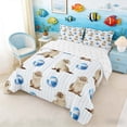 thumbnail image 2 of Manfei Cartoon Sea Lion Queen Comforter Set for Kids Boys and Girls, Blue White Beach Ball Stripe Bedding Comforter Set, Reversible 3 Pieces, 1 Comforter and 2 Pillowcases, 2 of 6