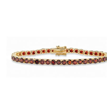 January Birthstone Bracelet - 12.90 TCW Round Genuine Red Garnet Tennis Bracelet 18k Yellow Gold-Plated 7.25