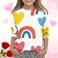 thumbnail image 2 of Hauts de Mode Décontractés pour Enfants, Chemises à Col Rond Manches 3/4 Design Cœur, 2 of 5