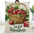 thumbnail image 1 of Creowell Couverture en Flanelle à Broderie Panier de Fraises, Multi-Usage 60*80 Po, 1 of 7