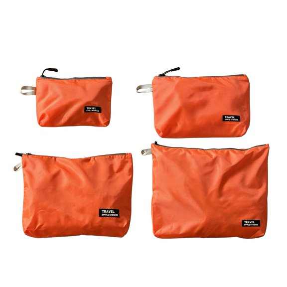 4-Piece Travel Organizer Bags for Luggage, Nylon Zipper Pouch Set