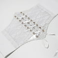 thumbnail image 5 of Women Lace Up Corset Waist Belt Transparent Lace Crochet Petal Elastic Wide Belt For Dress, 5 of 7