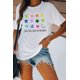 thumbnail image 4 of ABPHQTO Camiseta de manga corta con cuello redondo y bordado de margaritas negras para mujer, 4 of 5