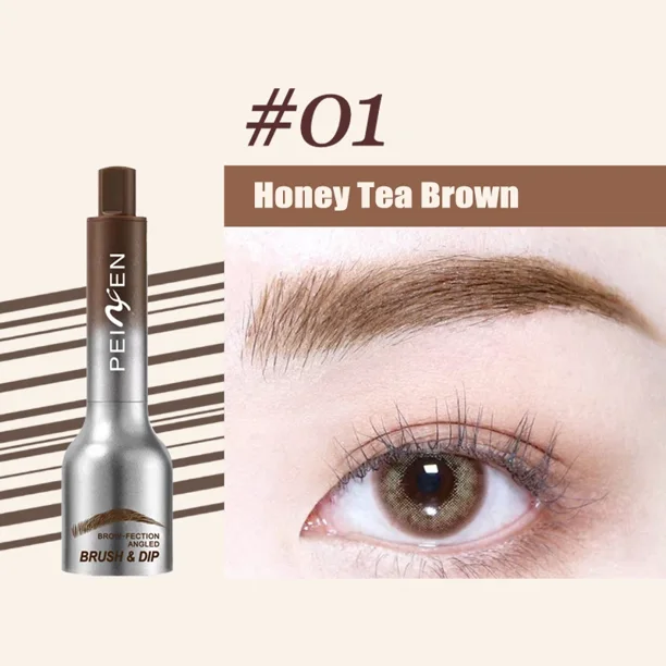 Pasta para pintar cejas con pincel cuadrado, color marrón miel, té, prensado, tinte 3D, crema potenciadora de cejas, modificación de la línea del cabello