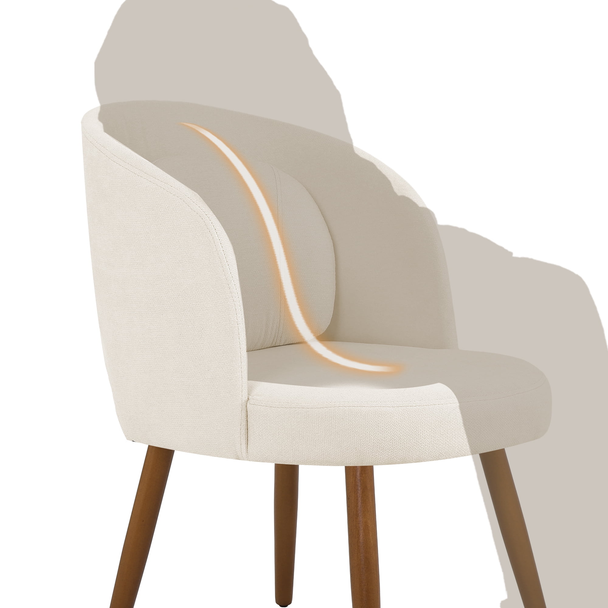 Dycanpo Upholstered Dining Chairs Set of 2, Wooden Dining Side Chairs with Curved Backrest & Individual Back Cushion, Beige