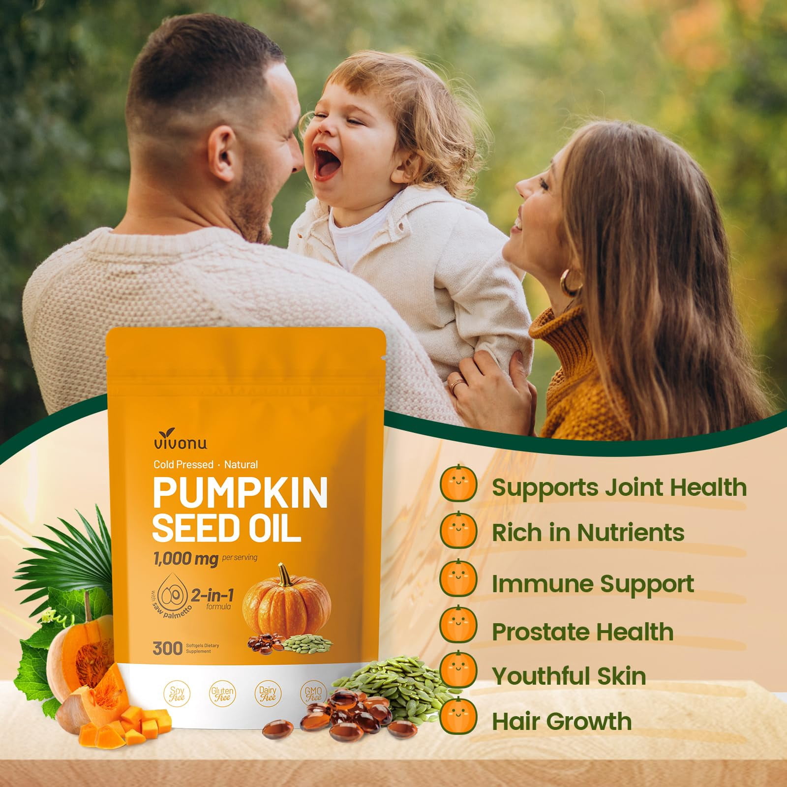 Pumpkin Seed Oil with Saw Palmetto,300 Softgels |