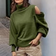 thumbnail image 6 of IROINNID Womens Sweater Cold Shoulder Pullover Sweater Solid Color Loose Short Length Long Sleeve Sweaters Tops, 6 of 6