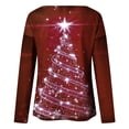 thumbnail image 5 of Blusa de manga larga con cuello redondo y estampado de árbol de Navidad para mujer Pompotops  FGAJ12482, 5 of 5