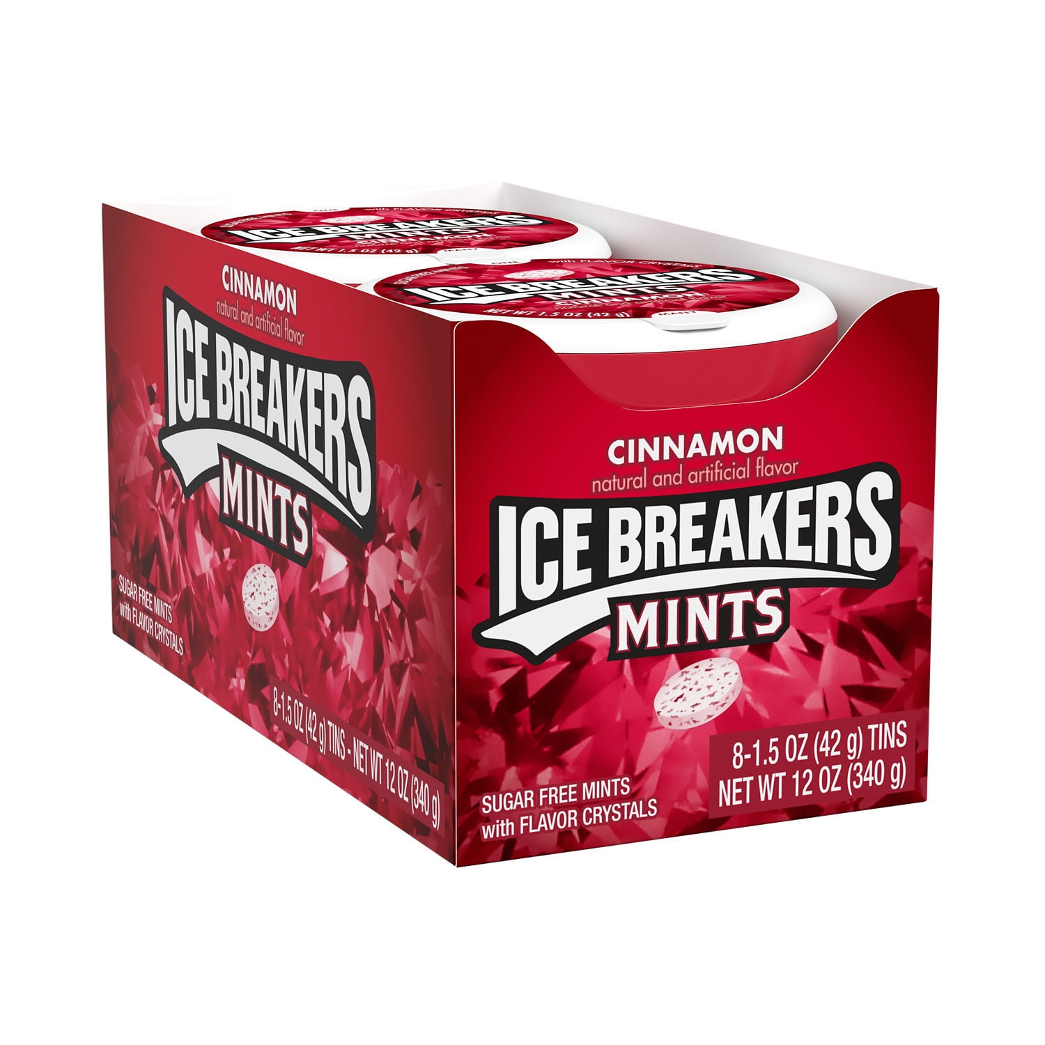 ICE BREAKERS, Cinnamon Sugar Free Breath Mints, 1.5 oz, Tins (8 Count