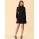 thumbnail image 3 of Vestido camisero de manga larga con botones y cuello vuelto floral bordado para mujer Negro XL, 3 of 5