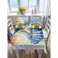 thumbnail image 3 of Blue Coastal Starfish Rectangle Tablecloth, Grey Sage Green Nautical Coral Summer Waterproof & StainResistant Tablecloth, Washable Oil-proof Table Cover for Dining/Party/Wedding/Buffet 60x84 In, 3 of 9