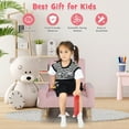 thumbnail image 5 of Toddler Rocking Chair, Kids Sofa Chair with Solid Wooden Frame and Linen Fabric, Kids Rocking Chair for Nursery, Living Room, Bedroom, Playroom, Age 3-5 Years, Pink/Blue, 5 of 12