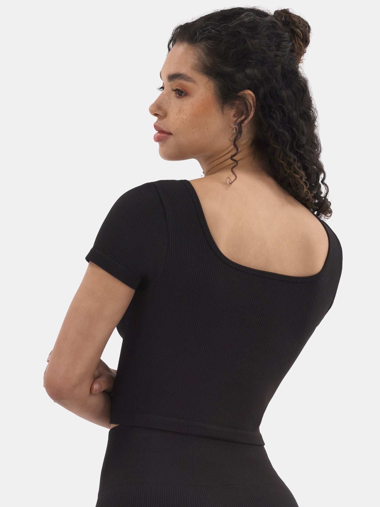 No Boundaries Seamless Ribbed Top and Bike Shorts Set, 2-Piece, Women's