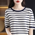 thumbnail image 4 of BUIGTTKLOP Cotton Sweaters for Women Short Sleeve Knit Tops Hollow out Crewneck Pullover Top, 4 of 6