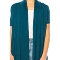 thumbnail image 5 of MOA Collection Women's Asymmetrical Hem Short Sleeves Cardigan, 5 of 6