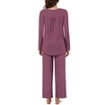thumbnail image 4 of yievot Women's Pajama Set Soft Long Sleeve Top With Pants Solid Color Loungewear Sleepwear Pajamas, 4 of 7