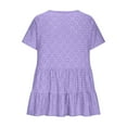 thumbnail image 6 of RYRJJ Womens Plus Size Summer Tops Eyelet Short Sleeve Peplum Babydoll Shirts Crew Neck Tunics Casual Ruffle Hem Blouse Loose Fit Tees, 6 of 7