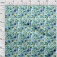 thumbnail image 2 of oneOone Cotton Jersey Turquoise Blue Fabric Leaves & Watercolor Flower Floral Sewing Fabric By The Yard Printed Diy Clothing Sewing Supplies 58 Inch Wide, 2 of 4