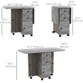 thumbnail image 3 of HOMCOM Foldable Dining Table, Drop Leaf Table on Wheels, Weathered Grey Oak, 3 of 10