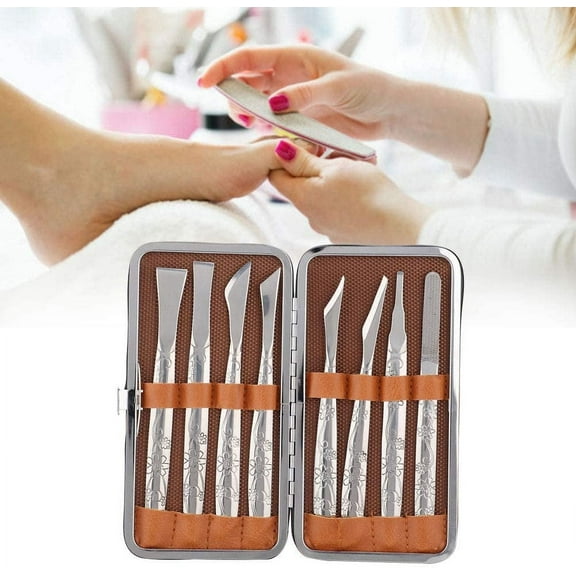 8pcs Pedicure Knife Kit Flat Ingrown Toenail Foot Corn Nails Shaver Feet Remover Set Nail Cutter Blade Trimmer Stainless Steel Foot File Set Dead Skin Remove Foot Pedicure Tool Kit with Storage Bag