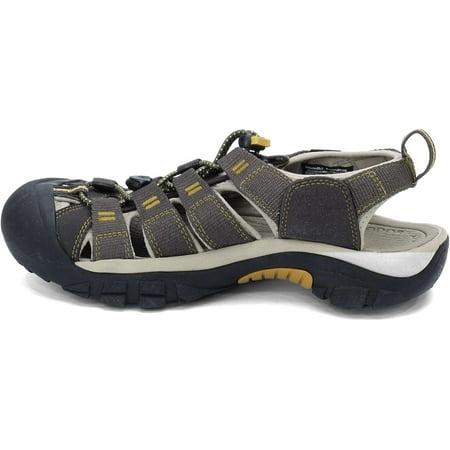 KEEN Newport H2 Closed Toe Water Sandals Raven/Aluminum Grey 7.5 M | Water Shoes | Barefoot Shoes Men | Cruise Essentials | Beach Shoes | Part Water Sandal, Part Hiker | Eco Anti-Odor
