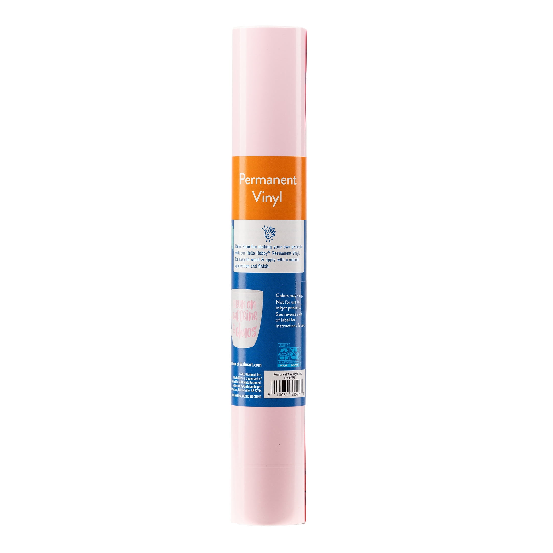 (3 pack) Hello Hobby 12" x 4' Light Pink Permanent Craft Vinyl Roll