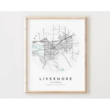 POSTER Livermore Map Print, Livermore Map Poster City Wall Art, Ca Road Map, California Print Street Map Decor UNFRAMED, 12x18