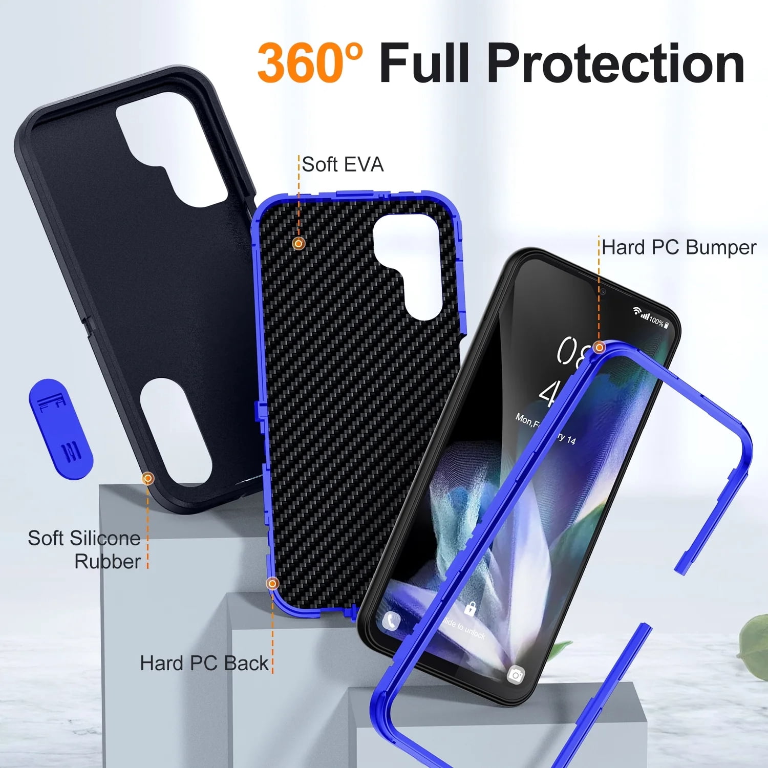 New Case for Samsung Galaxy A54 5G 6.4 inch,Heavy Duty 3 Layer Military Protection with Hidden Kickstand Shock Resistant Armor Hybrid Bumper Rugged Rubber Phone Cover,7 Color