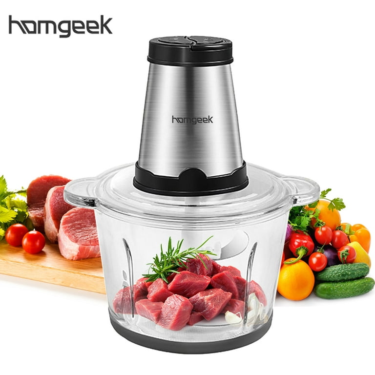 Homgeek Electric Food Chopper,Stainless Steel Vegetables Meat Grinder,2L