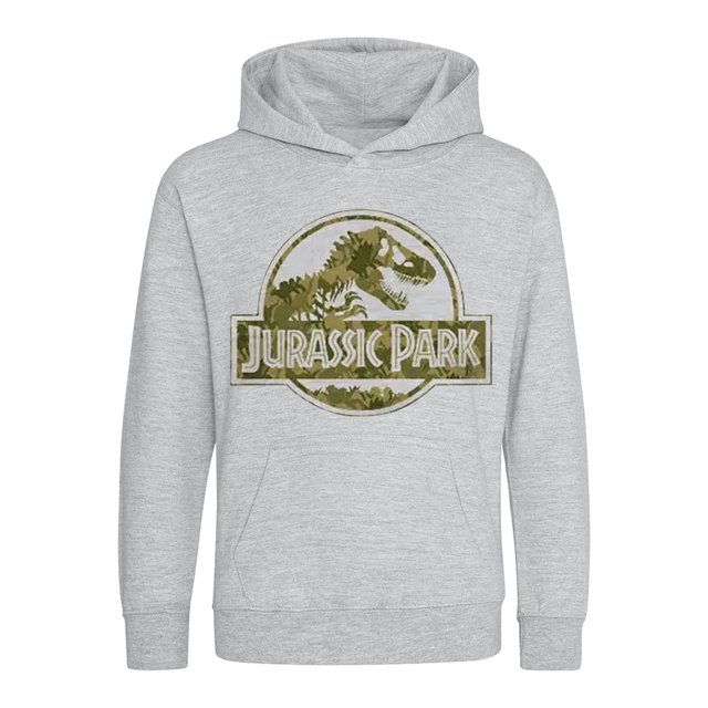 Jurassic Park - Sudadera Dino Camo de Jaspeado Niños (Gris Jaspeado)