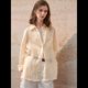 thumbnail image 4 of Camisas de Larga con Botones para Mujer, Blusas Informales de de Ramio con Cuello y Corte Holgado. Albaricoque L, 4 of 10