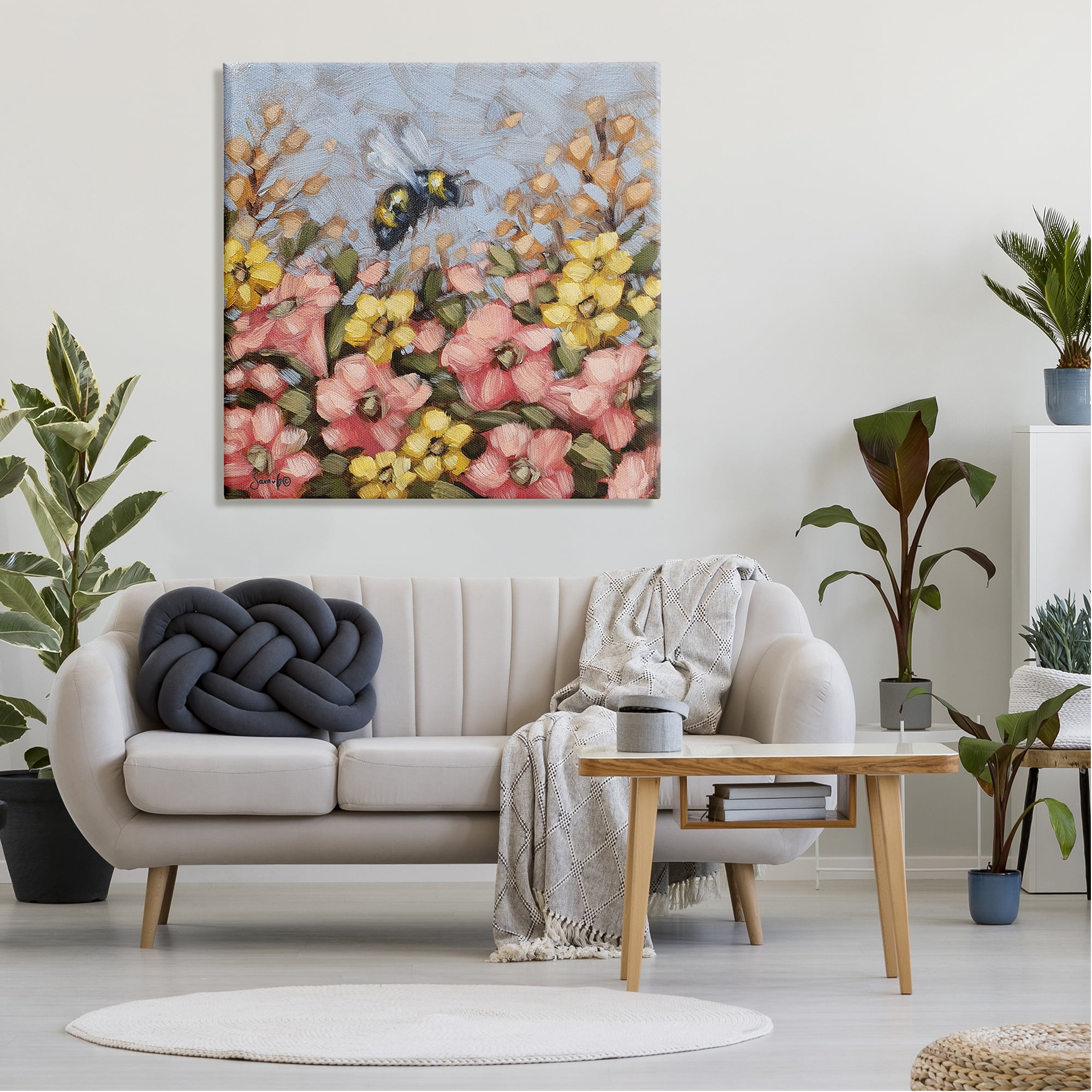 Stupell Bumblebee Summer Garden Meadow Animals & Insects Painting Gallery Wrapped Canvas Print Wall Art